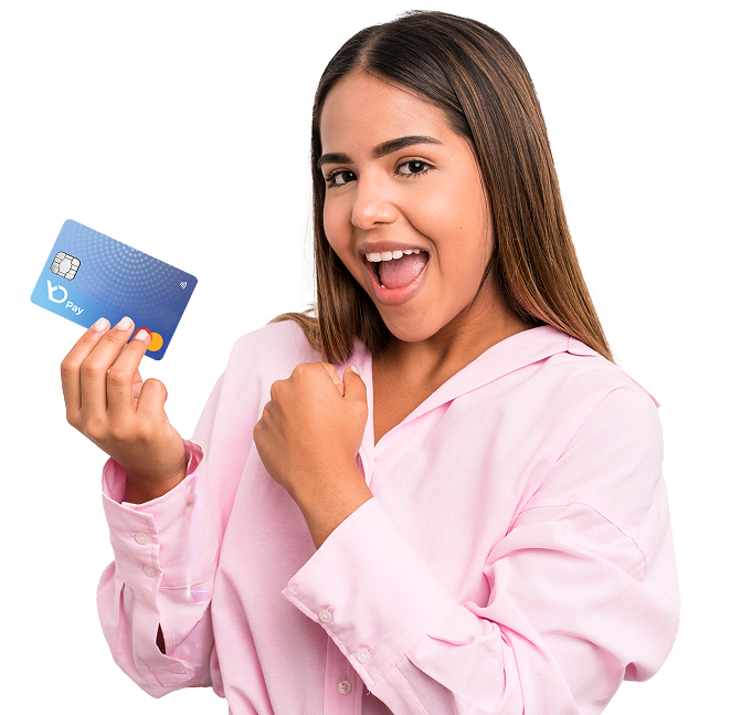 Usuario feliz con tarjeta YDPay